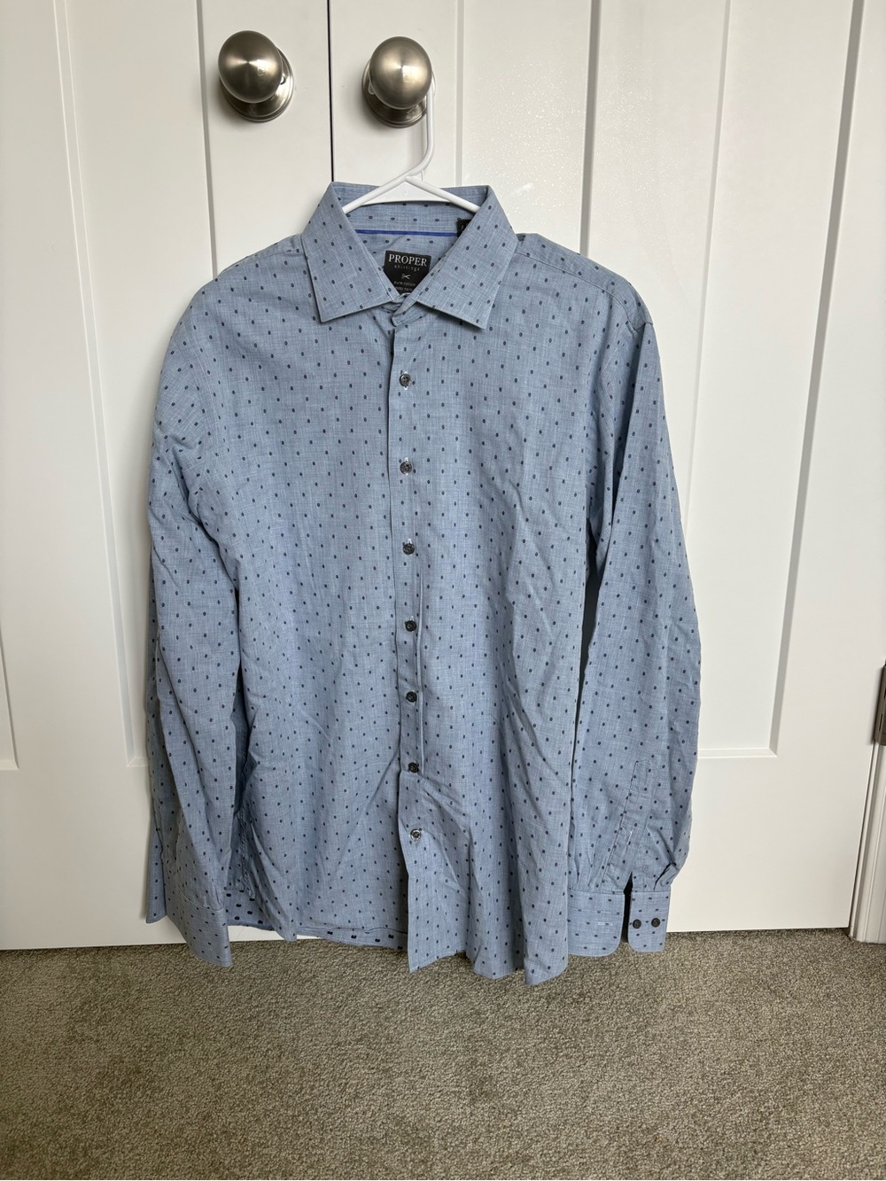 Proper Light Blue Patterned Men's Dress Shirt